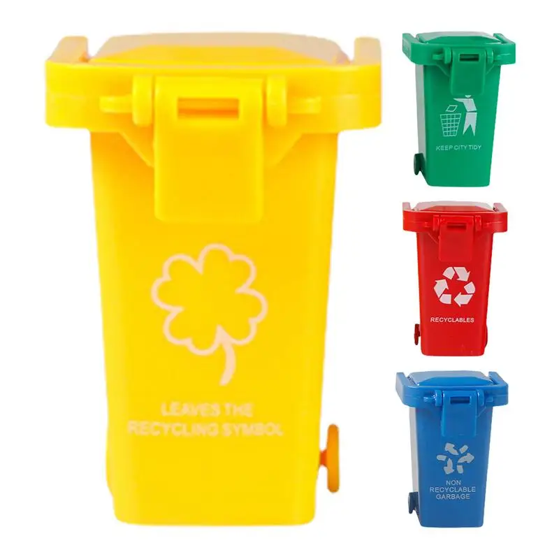 Can Garbage Trash Mini Toy Miniature Model Bin House Toys Truck Cans Sorting Desk Curbside Game Kids Scene Recycle Recycling