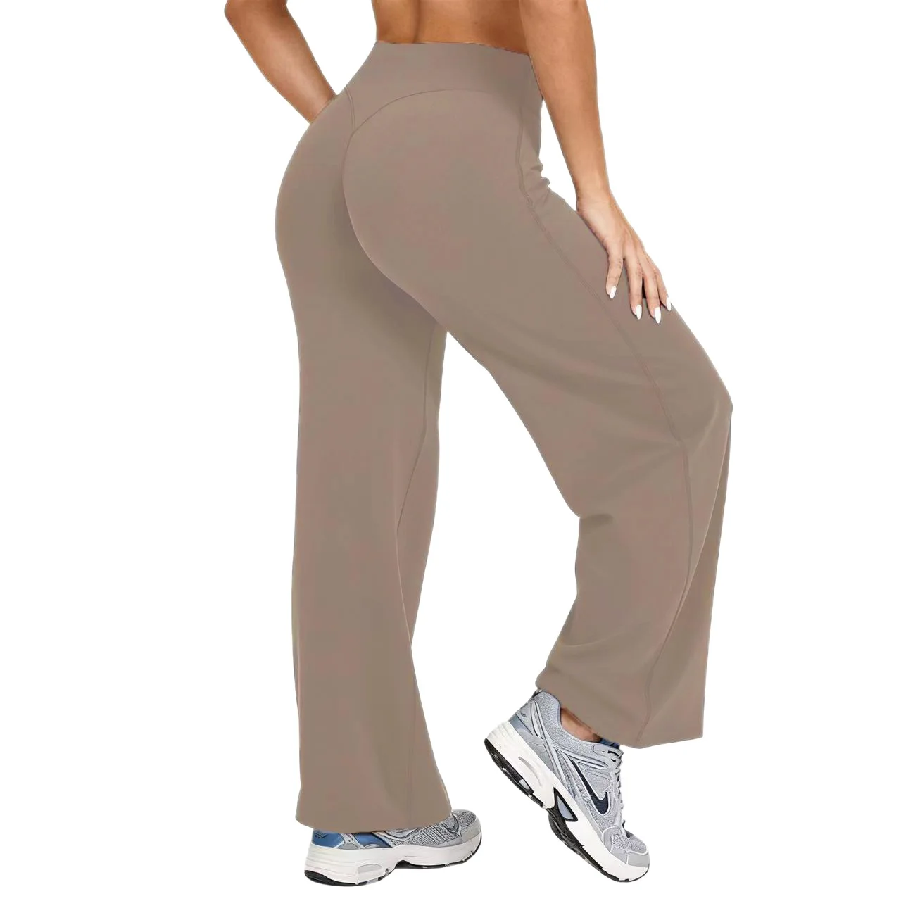 Women Plus Size Yoga Wide-leg Pants High Waist Stretchy Solid Color Leggings Running Pilates Sports Fashion Straight-Leg Pants view 5