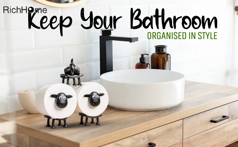 Cute Sheep Toilet Roll Holder Resin Lovely Sheep Tissue Box Stackable for Home Bathroom Stackable Animal Tissue Organiser