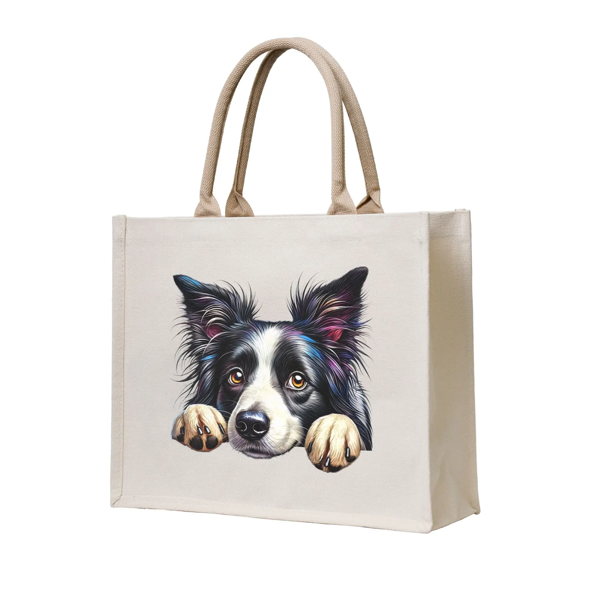 Dog Pet Cute Love Border Collies  Grocery Shopping Tote Bag Women Fashion  Shopper Shoulder Bag Big Capacity Handbag
