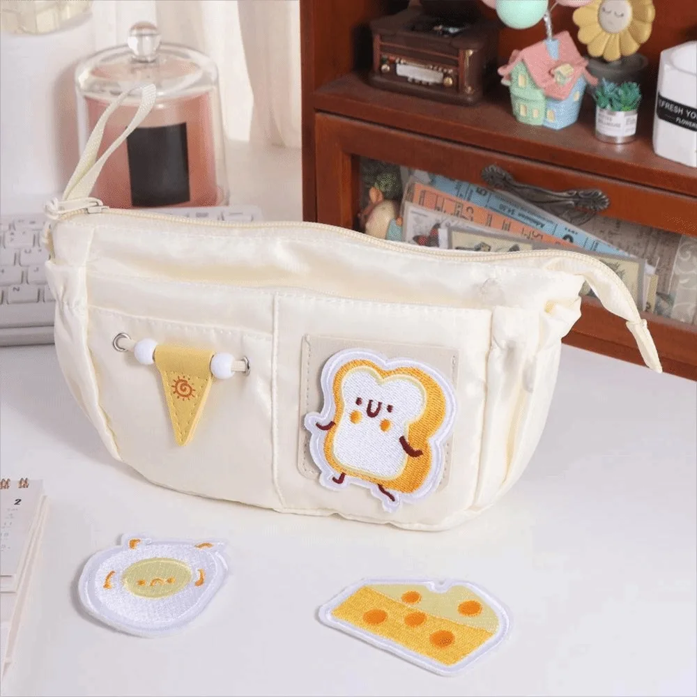 

DIY Large Capacity Pencil Box Organizer Aesthetic Embroidered Patch Pencil Case Creative Cartoon Stationery Storage Bag