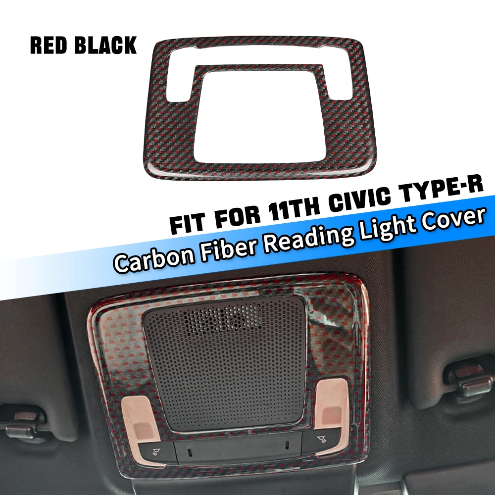 

Red Black Carbon Fiber Car Reading Light Panel Cover Fit for 11th Gen Civic Type R FL5 Typer Roof Reading Lamp Cover