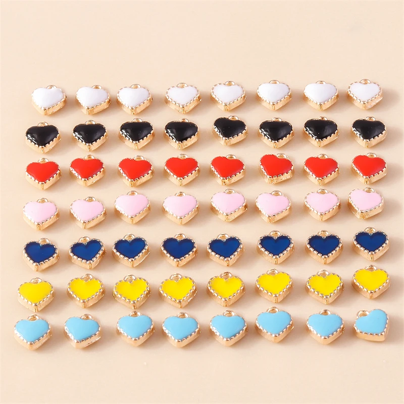 30 Stück 7 x 8 mm niedliche Mini-Emaille-Liebes-Herz-Charms-Anhänger für Schmuckherstellung, Tropfen-Ohrringe, Halsketten, Armbänder, DIY-Bastelbedarf – Detail 2