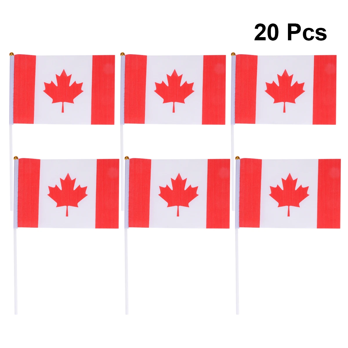 

20pcs Hand Held Canada Stick Polyester Country Flags On Stick For Party Festival Sports Clubs Decoration Lightweight