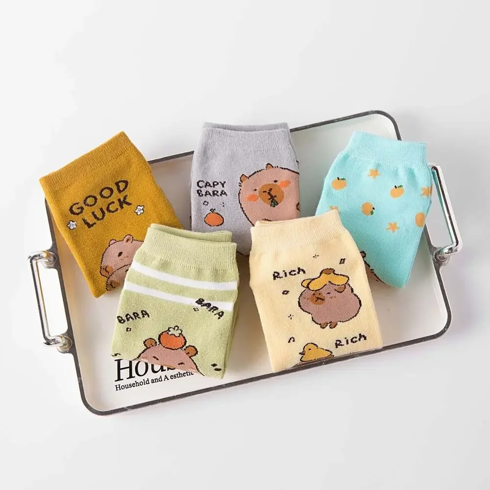 

Новинка, носки с капибарой в стиле аниме, хлопковые короткие носки с надписью, противоскользящие низкие носки-трубы для женщин, студентов