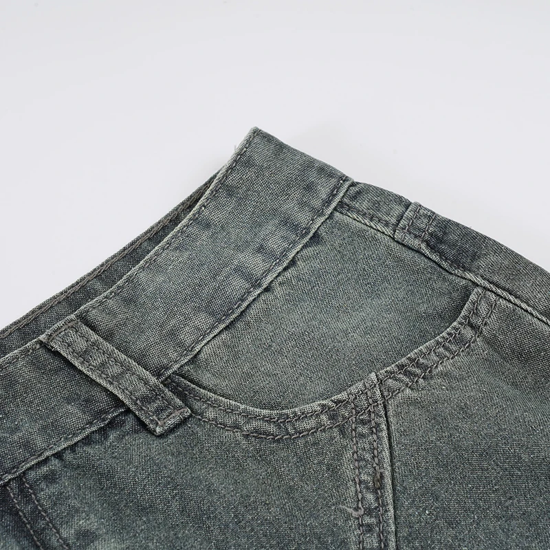 SUCHCUTE Y2k Patchwork Denim Langer Rock für Damen, Retro Slim Fit, zerrissener Mid-Waist-Meerjungfrauenrock, modischer unregelmäßiger Rock mit Quasten – Detail 11