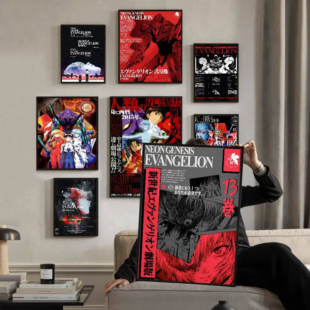 Anime N-Neon G-Genesis E-Evangelion Vintage Posters Sticky Whitepaper Prints Posters Artwork Posters Wall Stickers