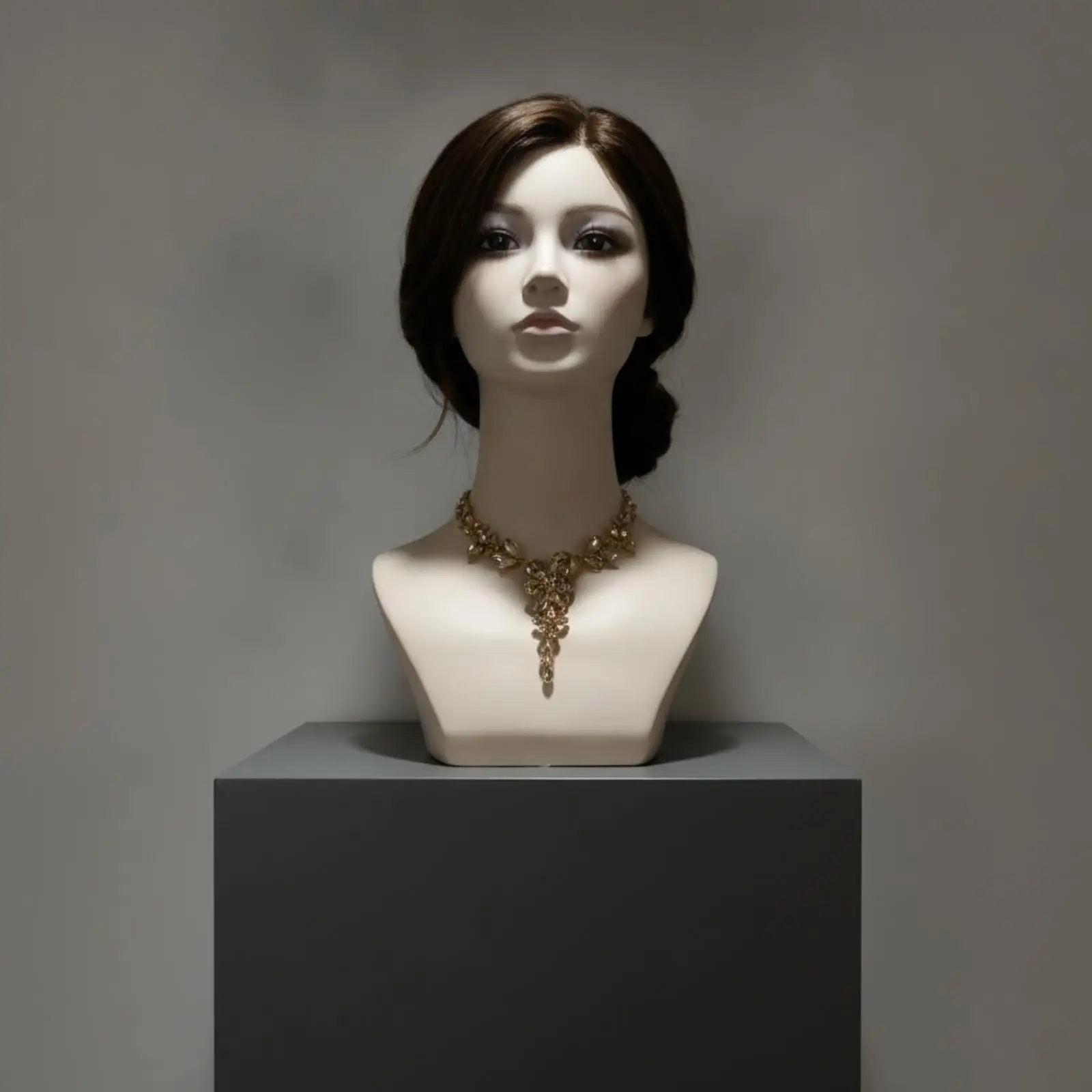 Versatile Wig Display Head with Shoulders for Necklace Earring Hat Showcase PVC Mannequin for Retail Creative Workspace