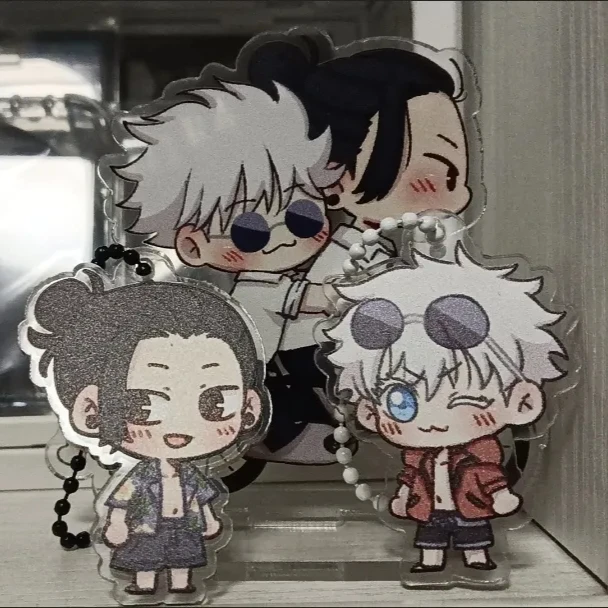 Jujutsu Kaisen Acrylic Stand Figure Key Buckle Satoru Gojo Geto Suguru Anime Peripheral Cute Q Version Desktop Ornament Pendant