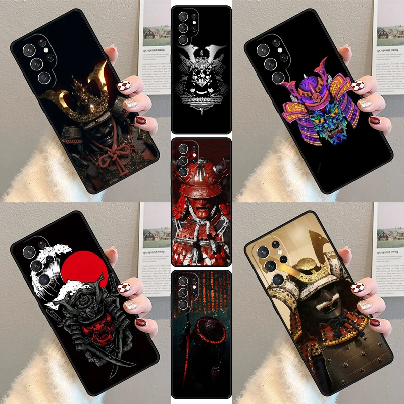 Samurai Japanese Warrior Mask Helmet Phone Case For Samsung Galaxy S23 S21 S20 FE S24 S22 Ultra Note20 S10 S9 S8 Plus Cover