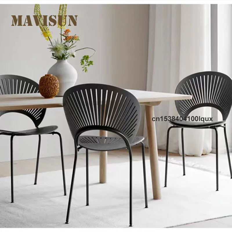 كرسي طعام منزلي صناعي بطول 0.8 متر، إطار فولاذي مطلي بالكروم، كرسي من الخشب الصلب، سطح مريح، كرسي منحني، مسند ظهر