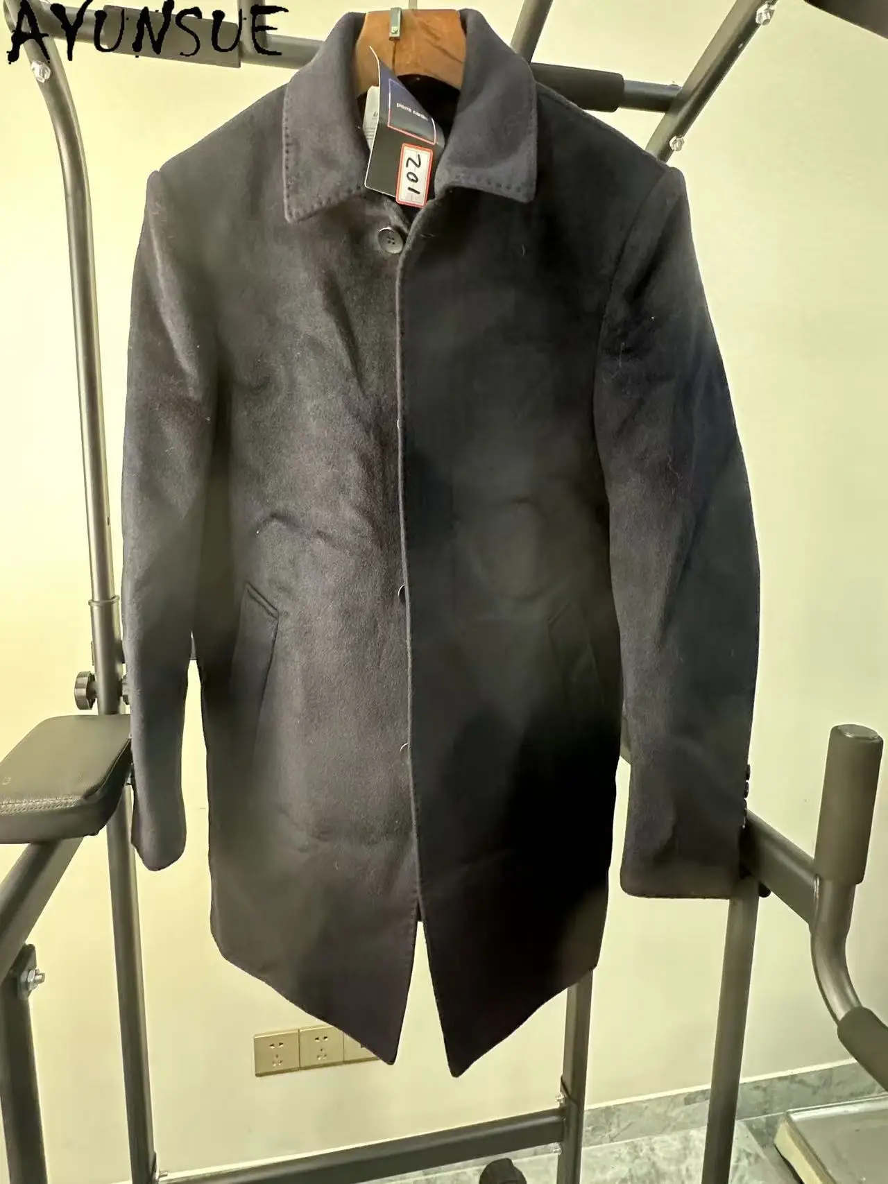 

AYUNSUE 73% Cashmere +27% Wool Jacket Men Winter Clothes Warm Mens Coats Mid-long Promotion Minor Flaws No Refund No Exchange