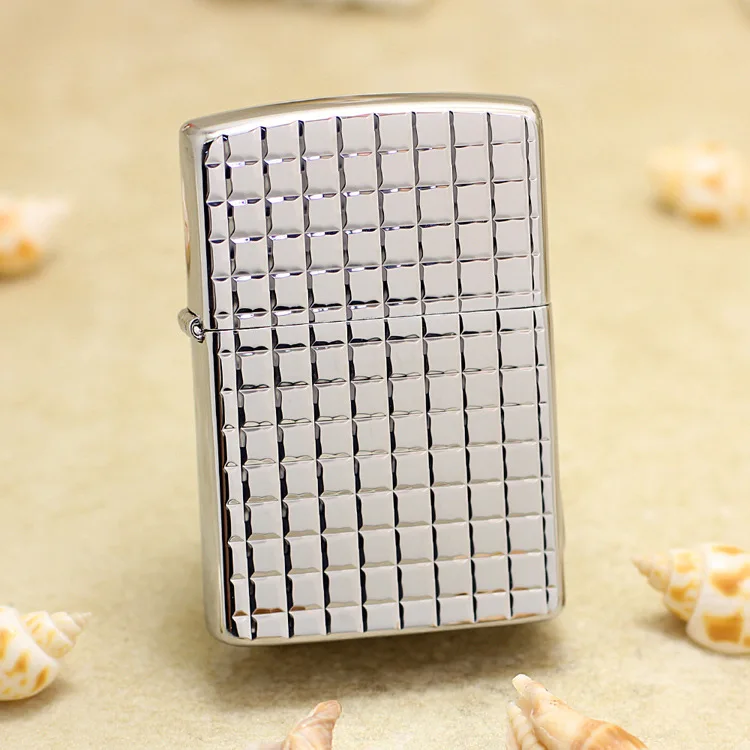 

Genuine Zippo Specular lattice oil lighter copper windproof cigarette Kerosene lighters Gift with anti-counterfeiting code