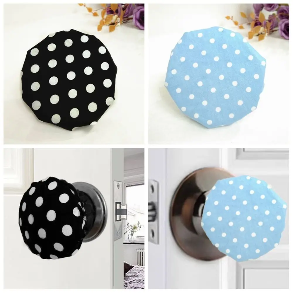 Reusable Cotton Door Handle Covers Dot Pattern Anti-Slip Door Knob Covers Soft Anti-Static Door Knob Decorative Covers Kitchen