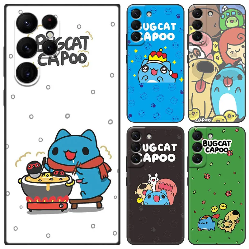 BUGCAT CAPOO Black Phone Case For Samsung Galaxy S23 Ultra S22 S21 Plus S20 FE A13 A14 A23 A24 A25 A33 A34 A52S A53 A54 5G