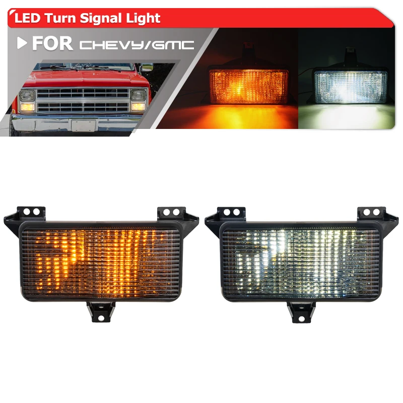 

Smoked Bumper Turn Signal Cover For 1983-1986 Chevy GMC Truck Suburban C/K R/V Jimmy Blazer LED 2in1 Signal Blinker Parking Lamp