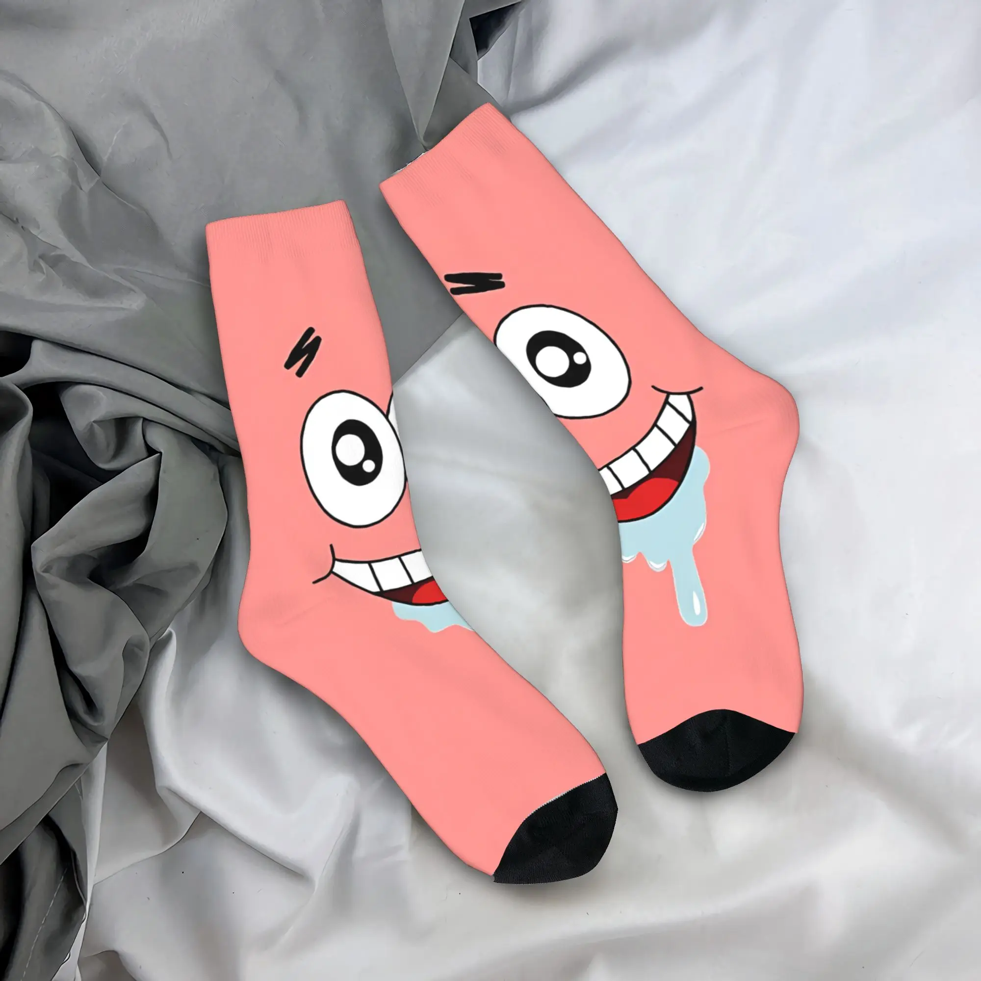 SpongeBobs Pink Gradient Patrick Face Socks  Anti Skid Stockings Couple Medium Soft Skateboard Socks Autumn Trendy Design Socks