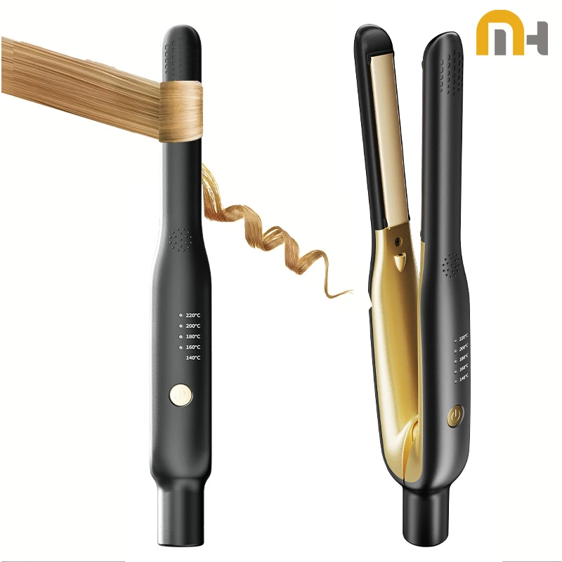 

2-in-1 Mini Hair Straightener & Curler - Ceramic Fast Heating 140-220°C - Portable Flat Iron for Short Hair Travel Styling