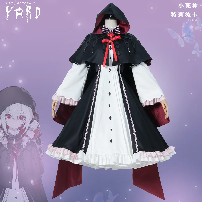 

Tlipoca Cosplay Anime Game Yog-Sothoth's Yard Costume Kawaii Demon Witch Black White Dress Goth Y2K Cute Wigs Halloween Lolita