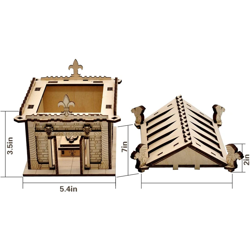 D&D Mausoleum Miniature with Tombstones and Sarcophagus Wood Laser Cut Fantasy Cemetery Terrain 28mm Scale Graveyard Scenery