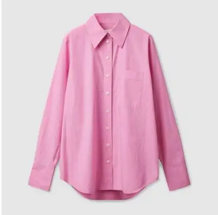 CNlalaxury Pink Oversized Shirts For Women Long Sleeve Cotton Tops Boyfriends Loose Elegant Shirts Female Vintage Chic Blouses