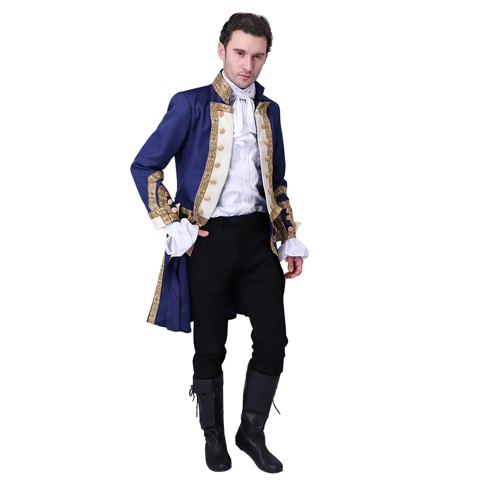 Men's 18th Century Colonial Military Uniform Tailcoat Costume Medieval Victorian Men's Regency Outfit Retro Halloween Costume