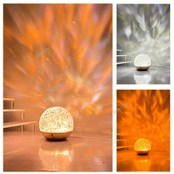 Water Ripple Effect Light Projector Flame Atmosphere Table Lamp Spherical Rotating Led Display Touch Control Desk Room Couple