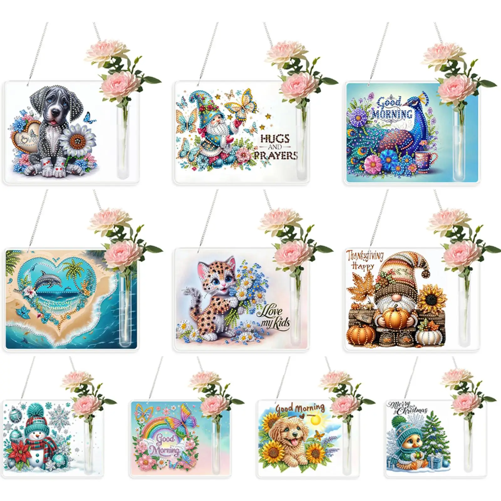 

2D плоская акриловая декоративная настенная ваза, подвесные алмазные художественные наборы, алмазная живопись, подвесной орнамент, украшение для дома, поделки