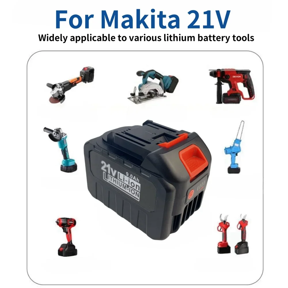 แบตเตอรี่โทรศัพท์ลิเธียมแบบชาร์จไฟได้สำหรับ Makita 21V 6Ah 3Ah ไร้สาย9Ah ประแจไร้แปรงถ่านไขควง