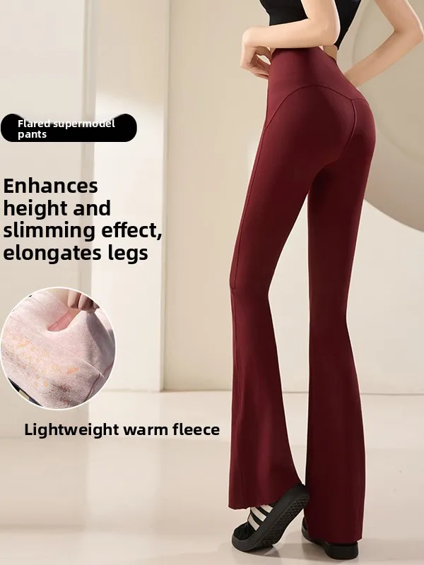 ارتفاع الخصر اليوغا السراويل الكورية Sle متوهج ضوء دافئ الركبة عالية لينة تنفس طويلة يغطي الرجل حجم كبير السراويل الشتوية النسائية