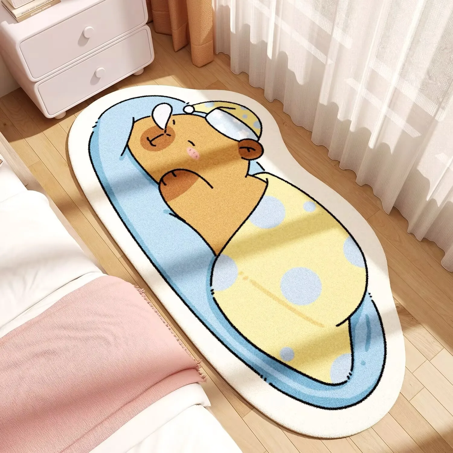 

Cute Cat Carpet Bedroom Bedside Floor Mat Runner Rug Soft Fluffy Long Carpets Cartoon Animal Sweet Girl Home Decoration Rugs