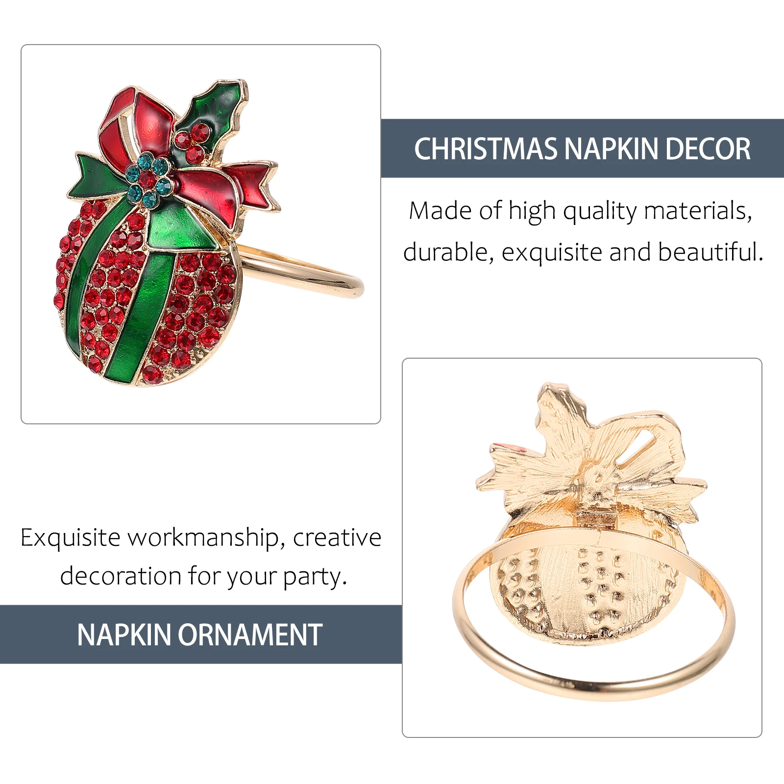 

6 Pcs Serviette Napkin Ring Christmas Decor Holiday Holder Decorations Alloy Dinner Table