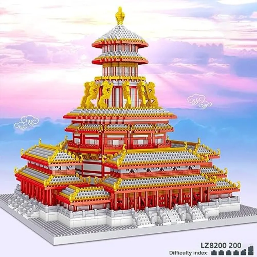 Conjunto de micro blocos de construção de arquitetura chinesa com 5436 peças para adultos Kit detalhado de modelo do palácio Ziwei com fama mundial