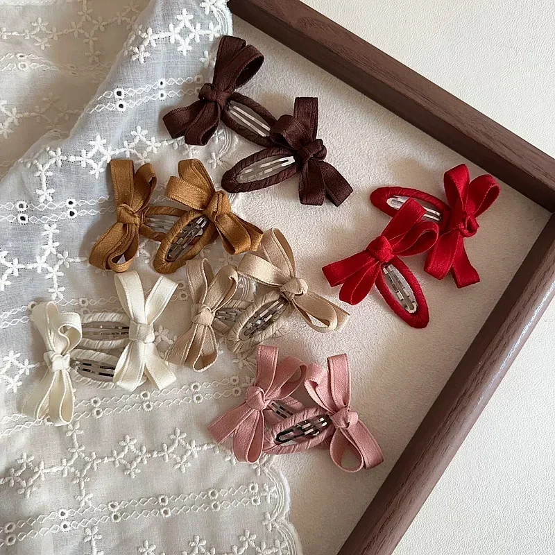 Baby Hair Clips New Autumn and Winter Leaf Color Series Cotton Belt Bow Children\'s BB Clips Bangs Hairclips Side Hair Accessory