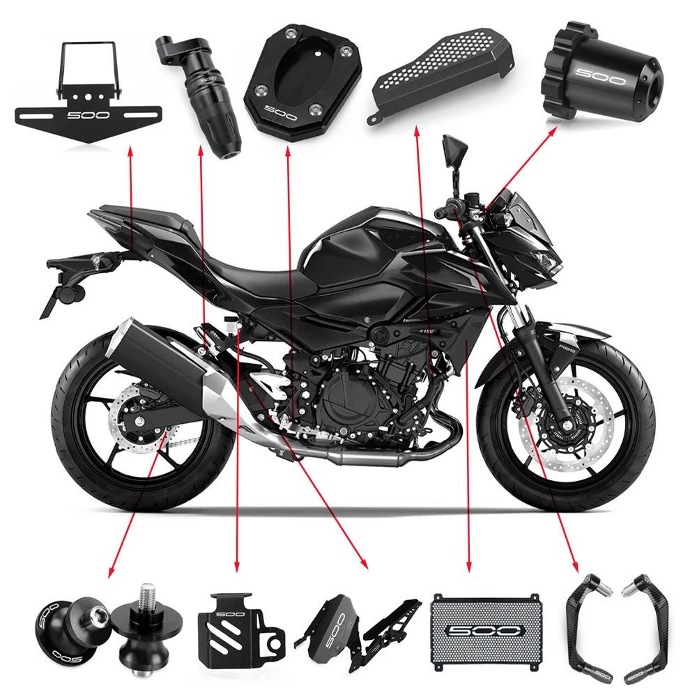 

For Kawasaki Z500 Parts Radiator Hose Guard Rear Fender Chain Guard Cover Throttle Lock Cruise Control Ninja 500 Accessories