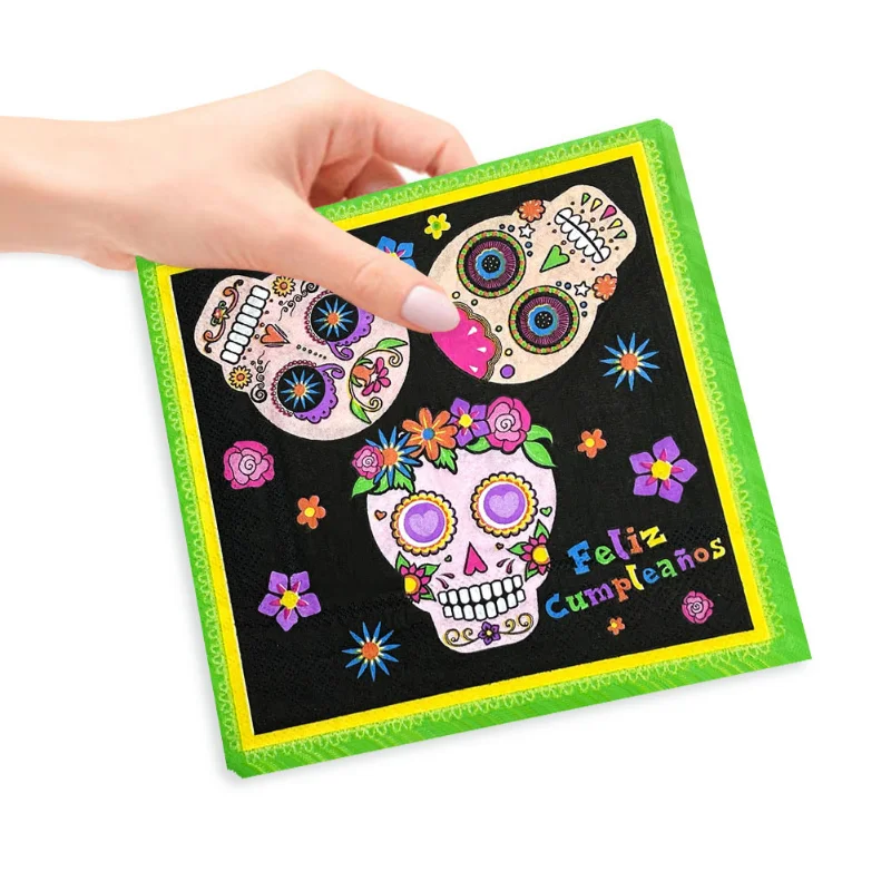 Papel tisú para fiesta de Halloween, accesorio sin fragancia, dibujos animados, Calavera, 10 piezas