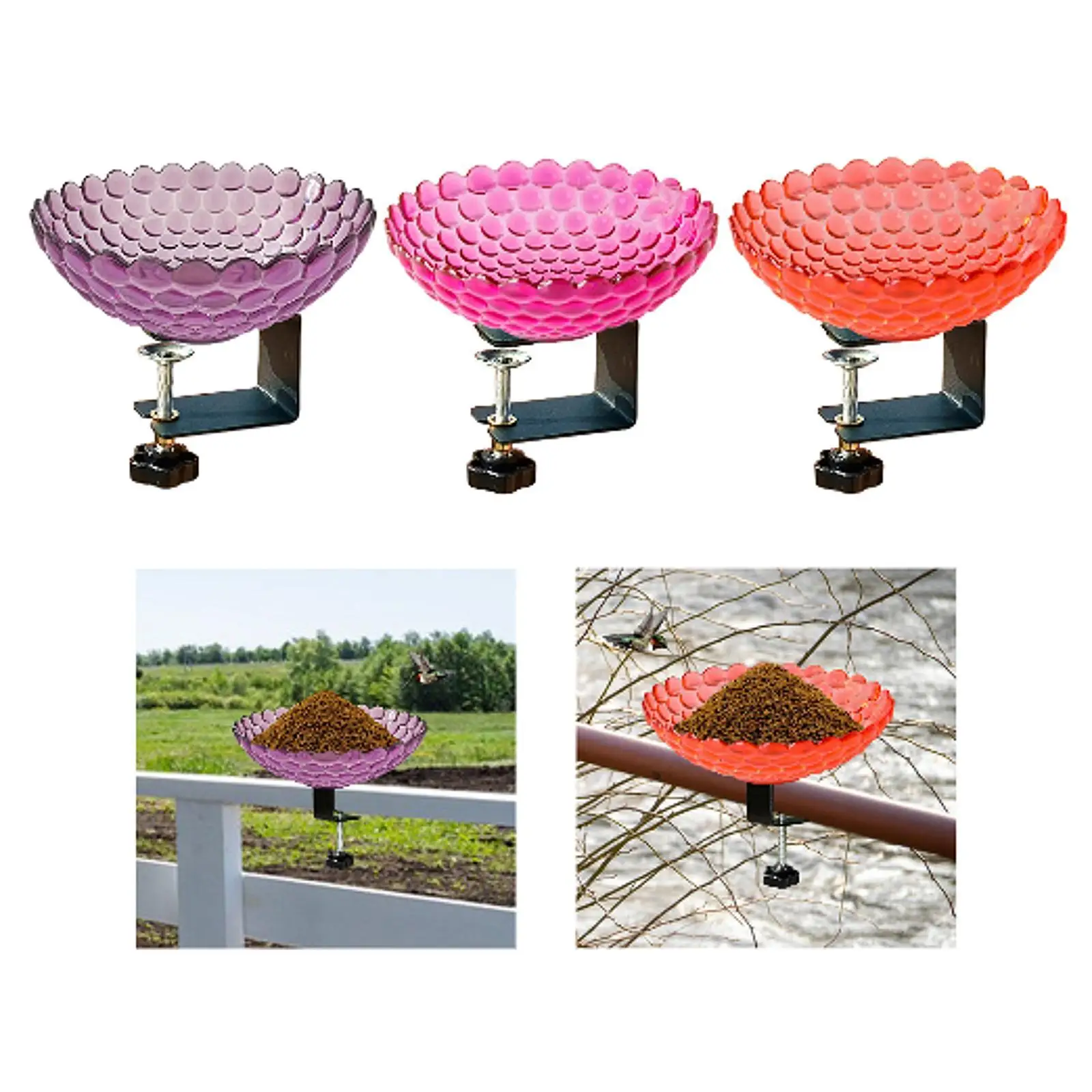 

Deck Mounted Bird Bath Balcony Railing Birdbath Housewarming Gift Birdfeeder Garden with Sturdy Adjustable Clamp Bird Feeder