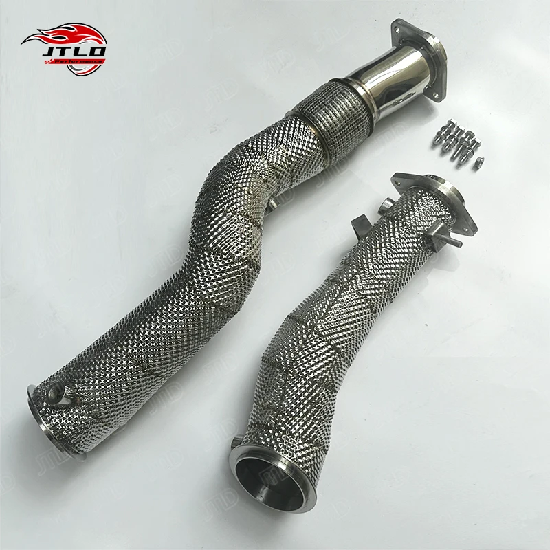 JTLD Stainless Steel Straight Pipe Exhaust Downpipe Heat Shield For BMW G80 M3 G82 M4 S58 Escape Exhaust Pipes