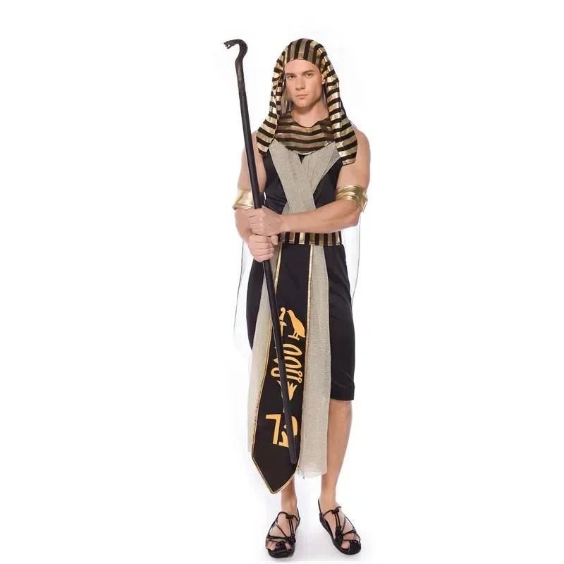 Adult Ancient Egypt Egyptian Pharaoh King Empress Cleopatra Queen Costume Halloween Party Medieval Couples Cosplay Dress