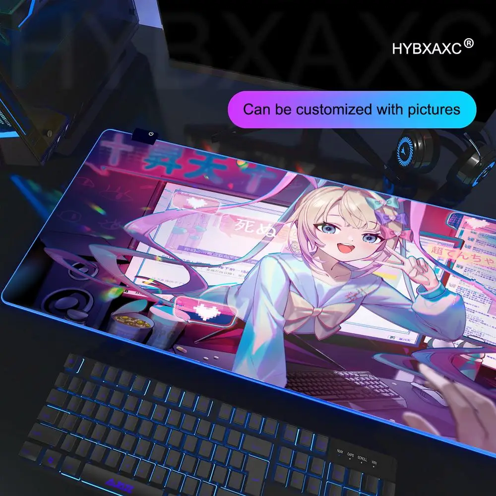 

Needy Girl Overdose Аниме Розовый коврик для мыши RGB игровой коврик для мыши Настольный коврик HD Gamer Большой светодиодный светильник XXL Коврики для мыши ПК Компьютерный ковер