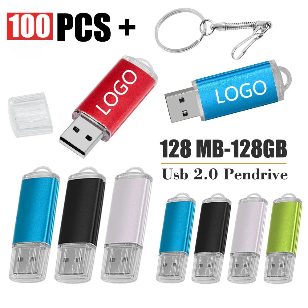 100pcs/Wholesale Price Metal Usb 2.0 Flash Drive 4GB 8GB Usb Pendrive 256MB Memory Stick Free Custom Logo Gift Waterproof U Disk