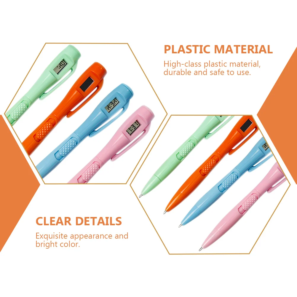 

4pcs Test Pen Retractable Ballpoint Gel Clock Writing Pen for Office School Work Multi-function Portable Replaceable Student