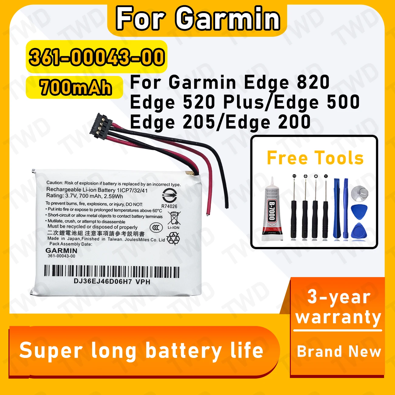 

361-00043-00 Large capacity Battery For Garmin Edge 820/Edge 520 Plus/Edge 500/Edge 500/ batteries New High Quanlity+Free Tools