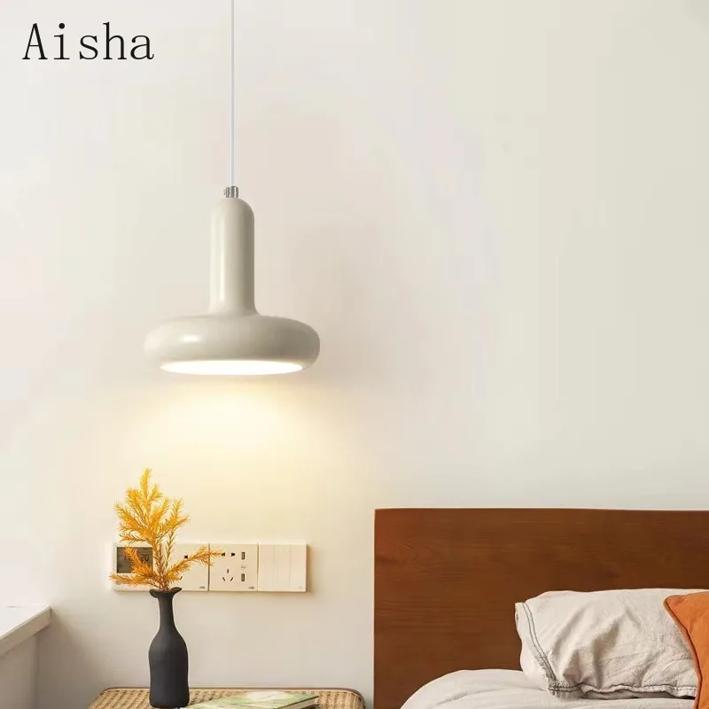 Bedroom Bedside Pendant Light Simple Bar Counter Restaurant Hanging Line Lamp Single Head Cream Wind Net Lighting Fixture