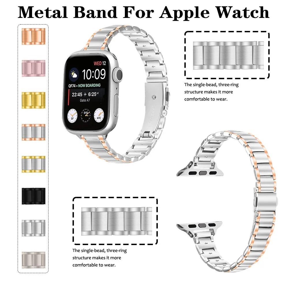 

Модный ремешок для Apple Watch S10, 42 мм/46 мм, регулируемый металлический складной ремешок с застежкой для Apple Watch S10, ремешок 42 мм/46 мм