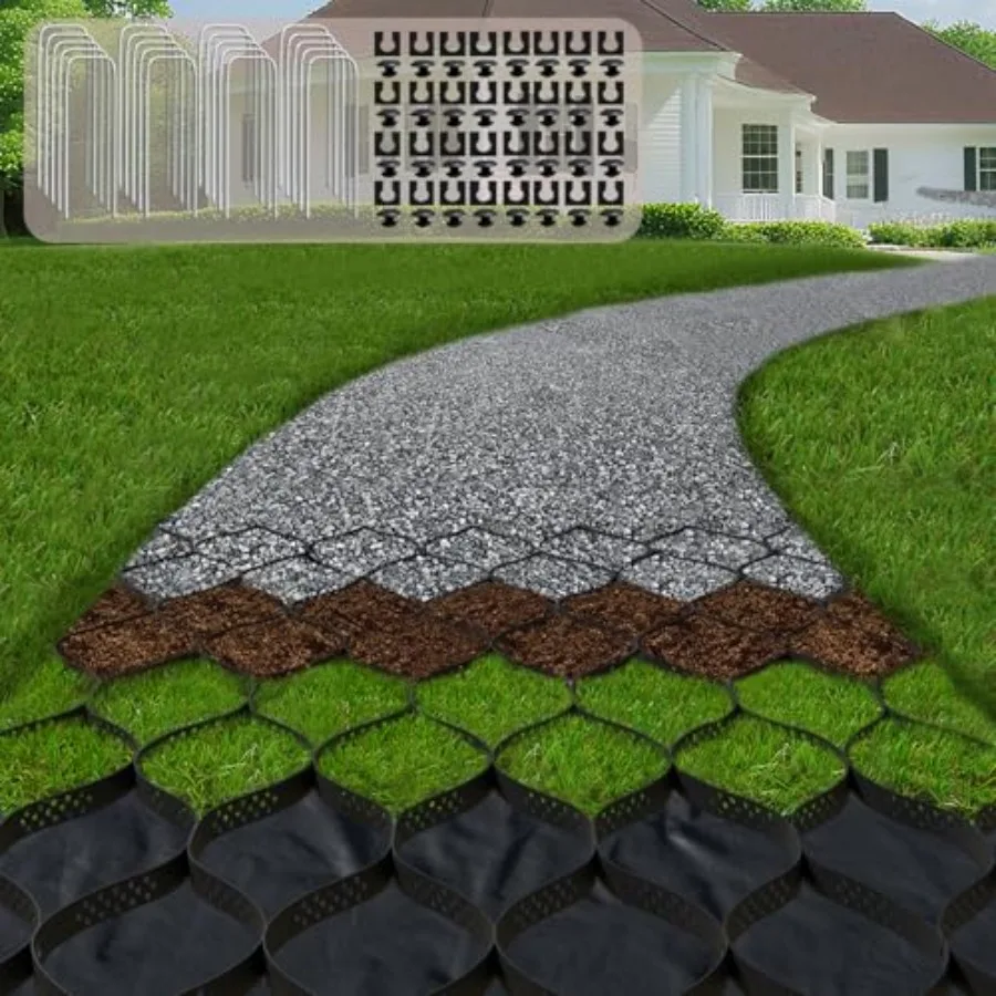2" Thick Gravel Ground Grid 33Feet - Geo Grid Driveway Stabilization Grids, Gravel Retainer Grid 1885 LBS Per Sq Feet, Geocell