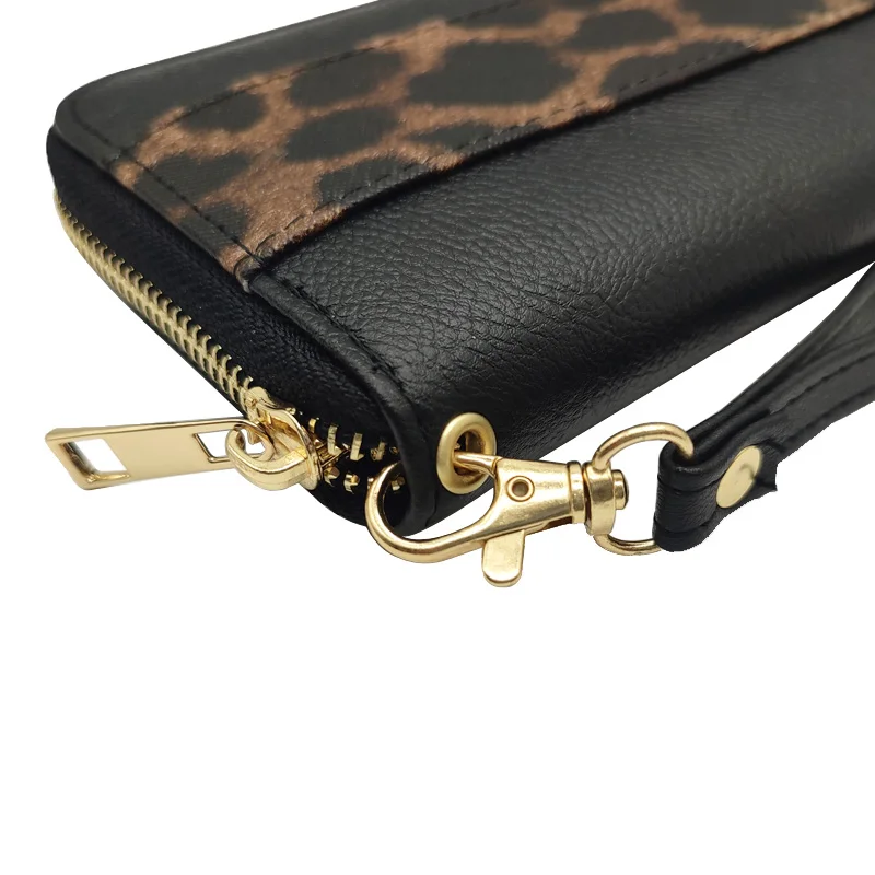 Portafoglio lungo da donna nuovo personalità della moda leopardato con cerniera borsa multi-card frizione polsino portafoglio borsa pratica