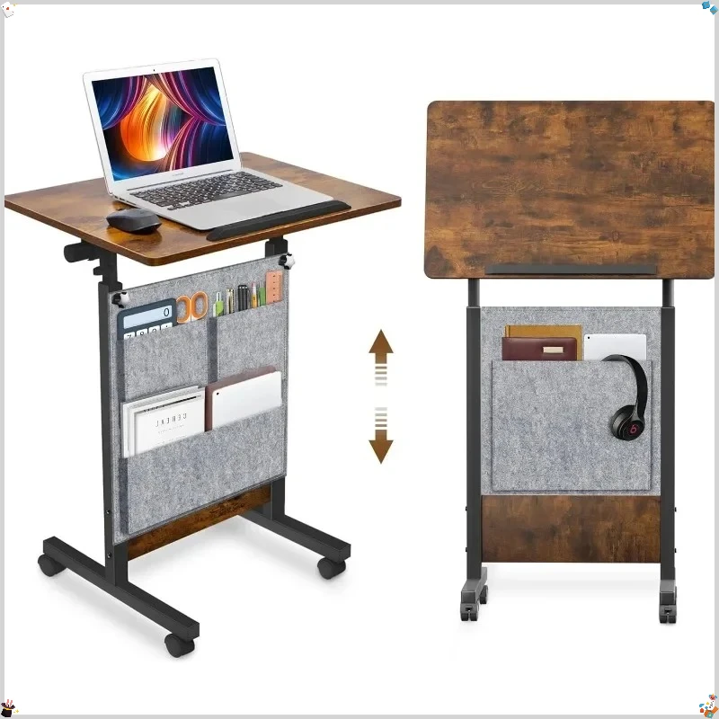 

Мобильный стол с регулируемой высотой 16x24 дюйма, портативный стол на колесиках с сумкой для хранения для офиса и домашнего использования