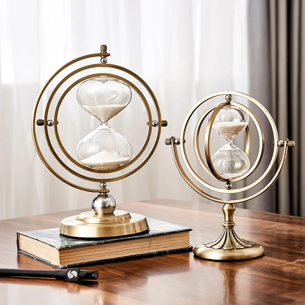 

Luxury Globe Timer Sand Clock Retro Sandglass Time Hourglass Nordic Home Decoration Rotating Hour Glass Office Desktop Ornaments