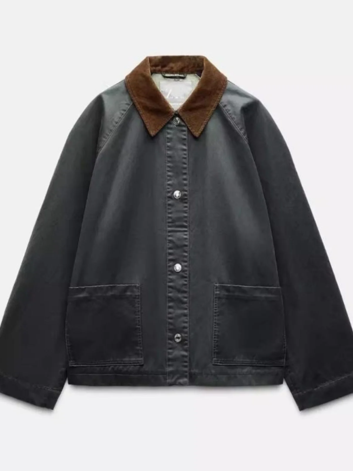 Wiosna Jesień Nowości Damska Kurtka do Pracy Luźny Krój Długi Rękaw Skórzana Kołnierz Stójka Płaszcz Odzież Wierzchnia